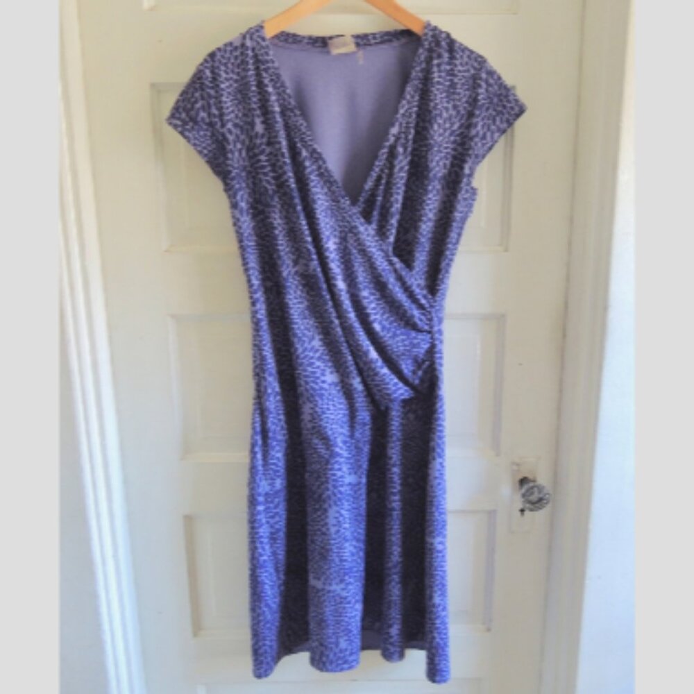 Athleta Purple Floral Faux Wrap Ruched Athletic Dress M - Picture 2 of 9
